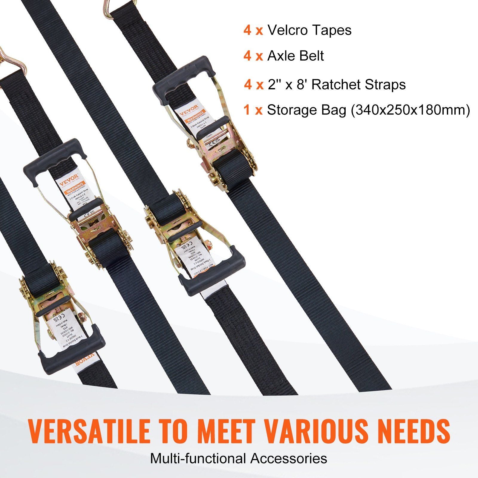 Ratchet Tie Down Straps (4PK)