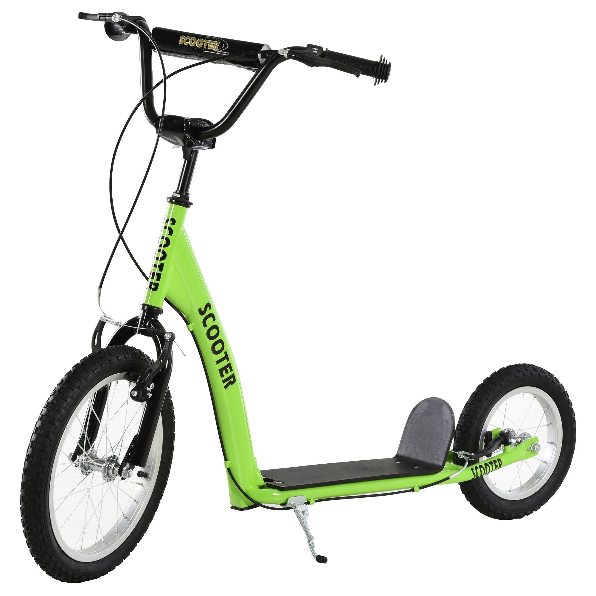 Versatile Green Kick Scooter for Kids 5+ with Inflatable Wheels and Adjustable Height