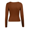 Stylish Cutout Ribbed Blouse with Elegant Long Sleeves