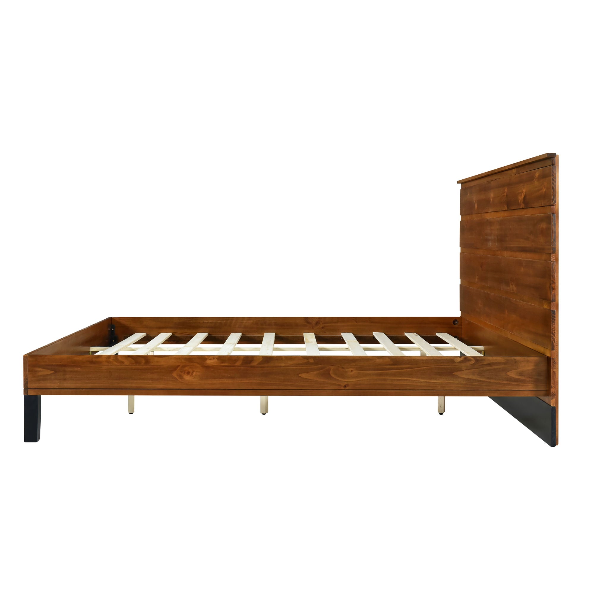 Elegant Mid-Century Pinewood King Bed