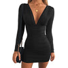 V Neck Ruched Elegance Bodycon Dress