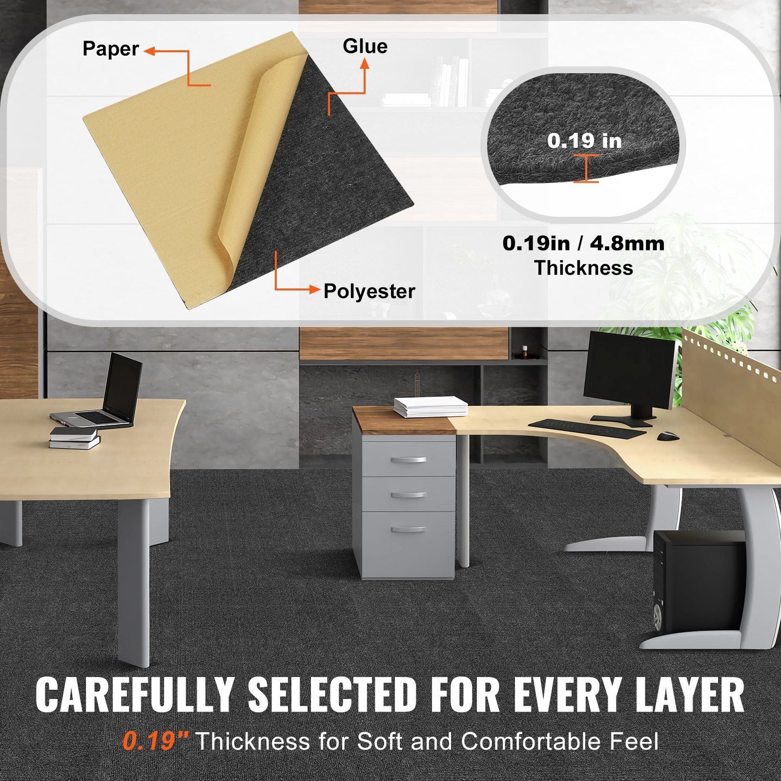 VEVOR Self-Adhesive Luxury Carpet Tiles, 12