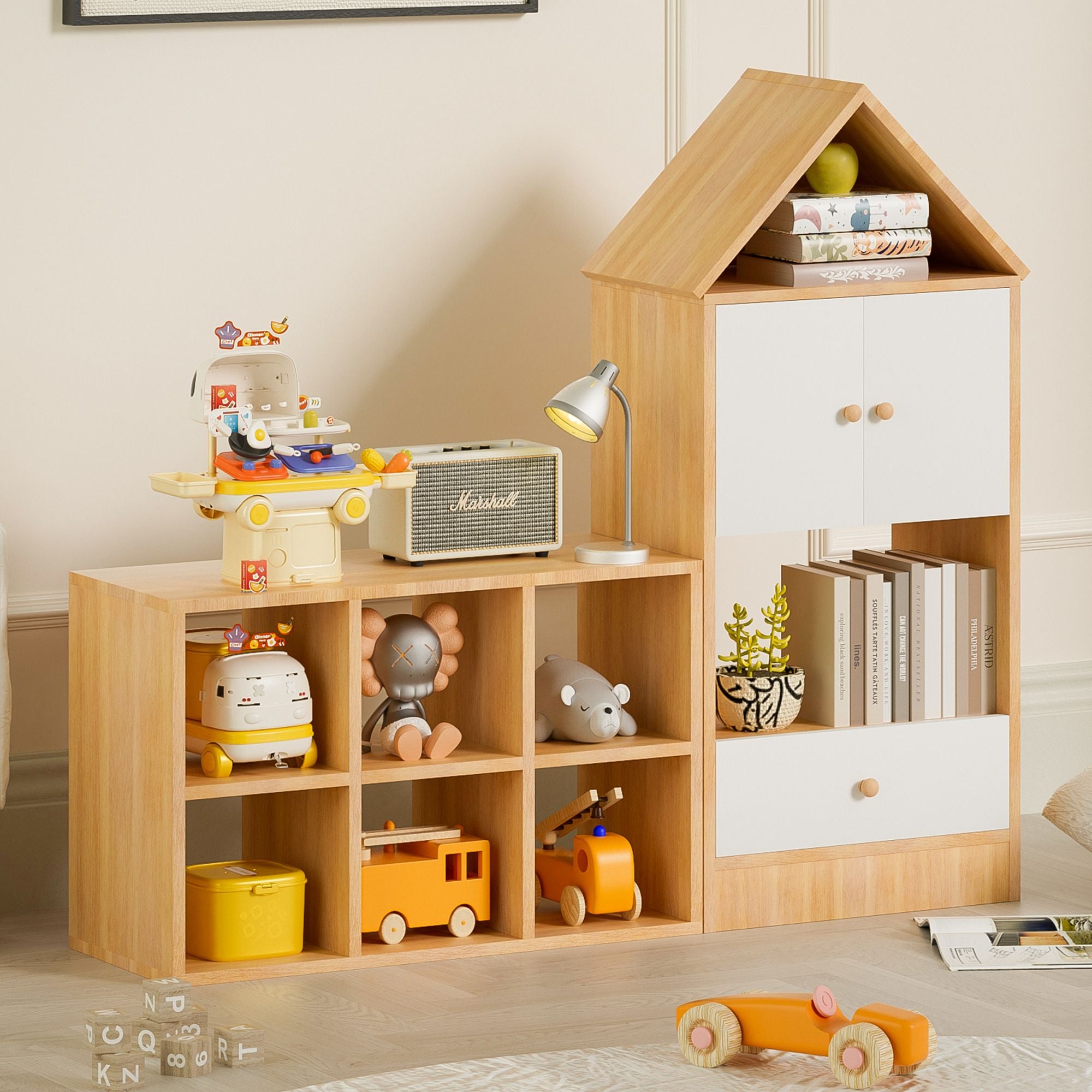 Playful House-Shaped Bookshelf for Kids