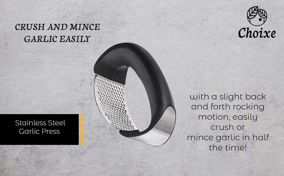 Ergonomic Stainless Steel Garlic Crusher