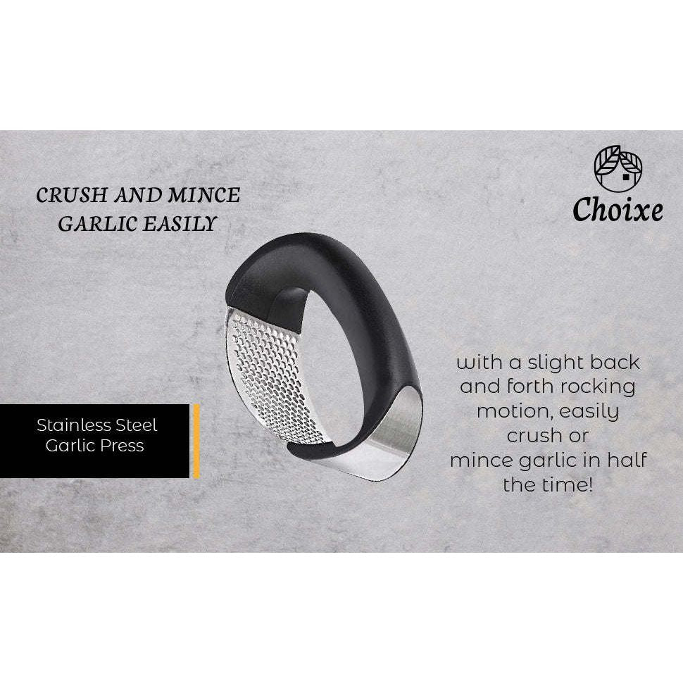 Ergonomic Stainless Steel Garlic Crusher