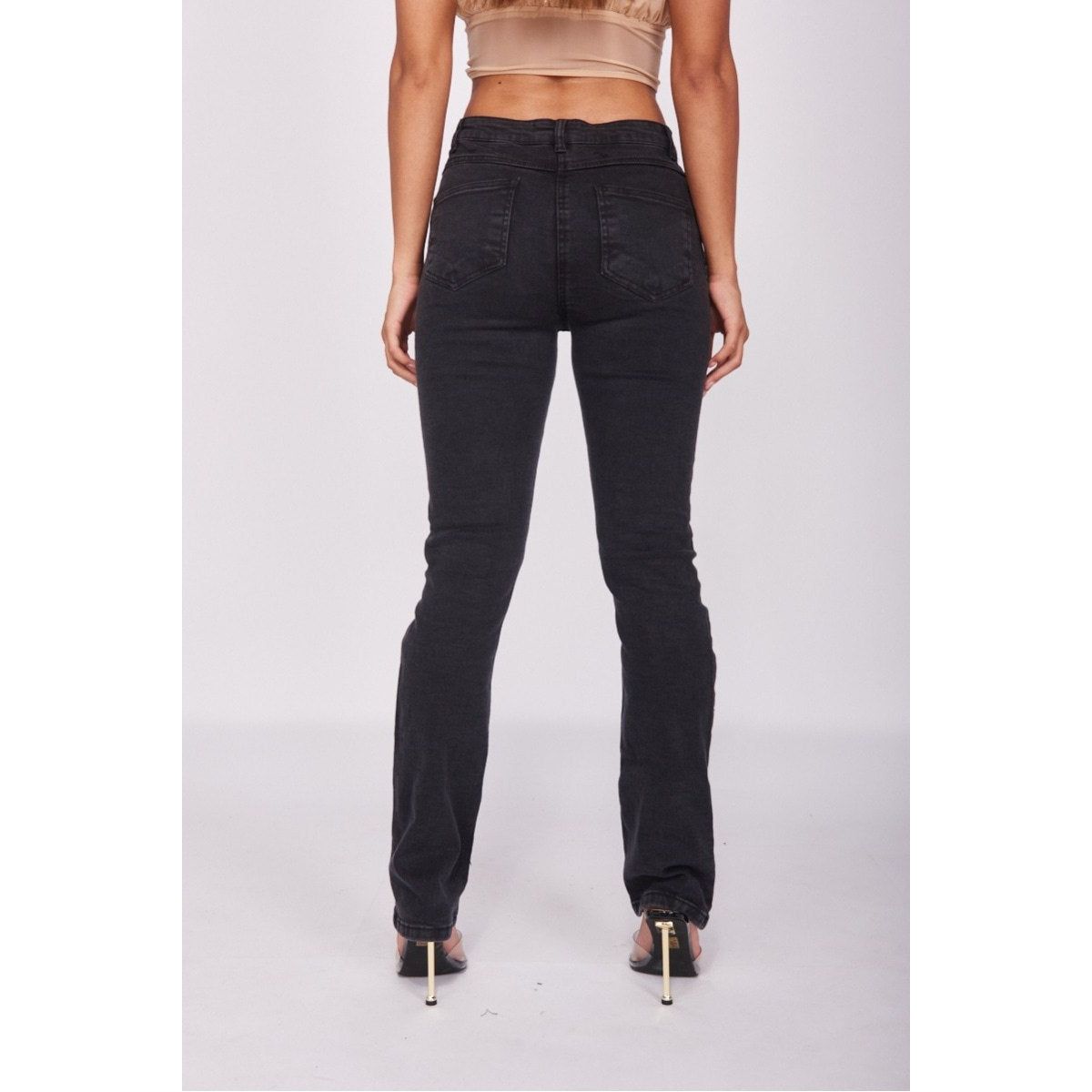 Charcoal Distressed Straight Leg Jeans
