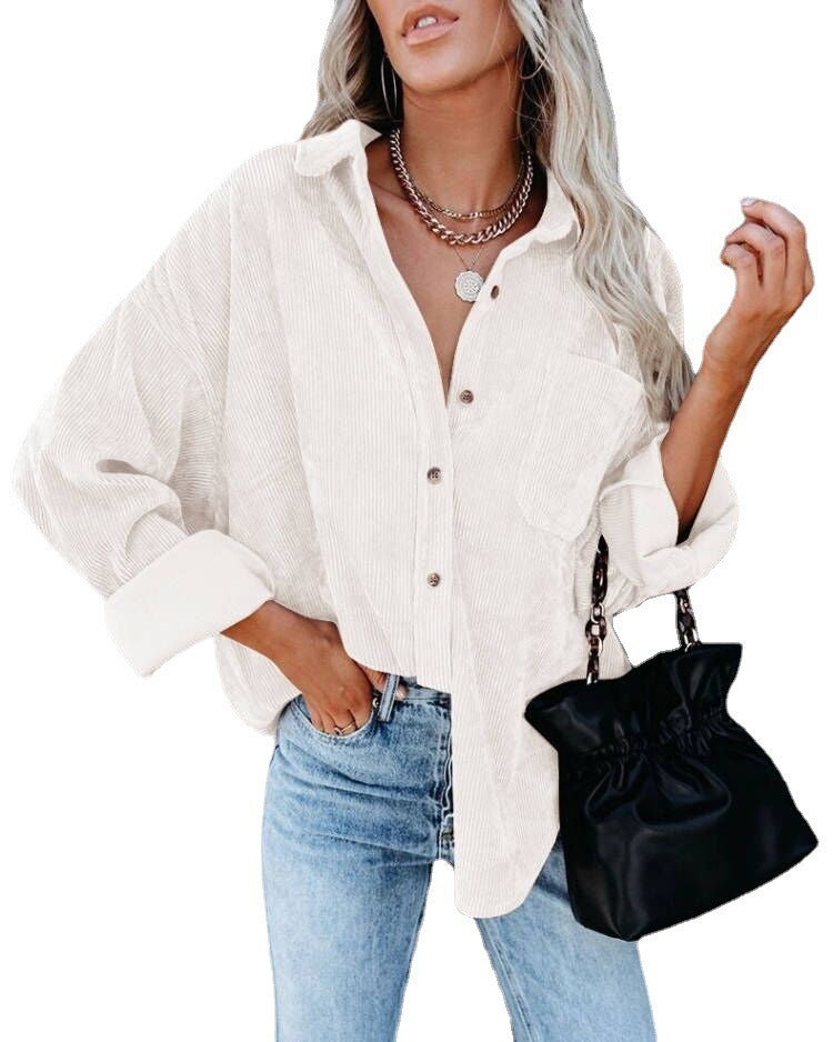 Women's Cozy Corduroy Button-Up Shirt for Fall/Winter