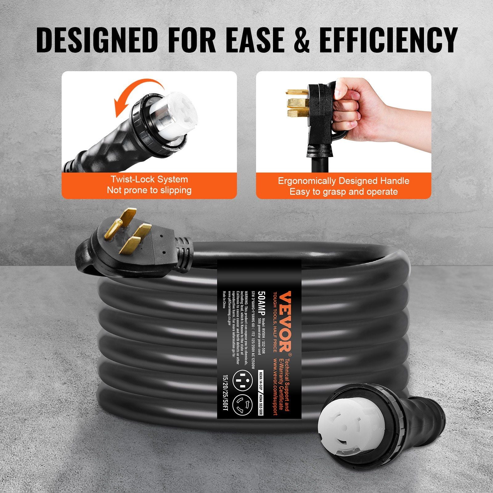 50A Heavy-Duty Generator Cord Kit