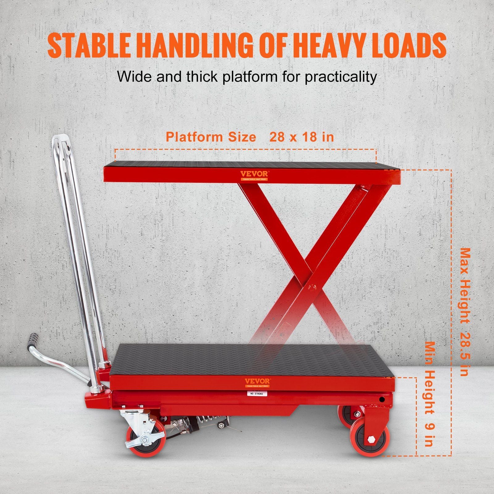 Hydraulic Lift Table Cart, 500lbs Capacity