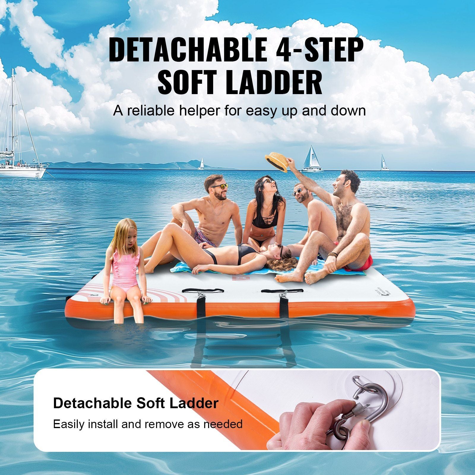 VEVOR Inflatable Floating Dock, 8 x 5FT