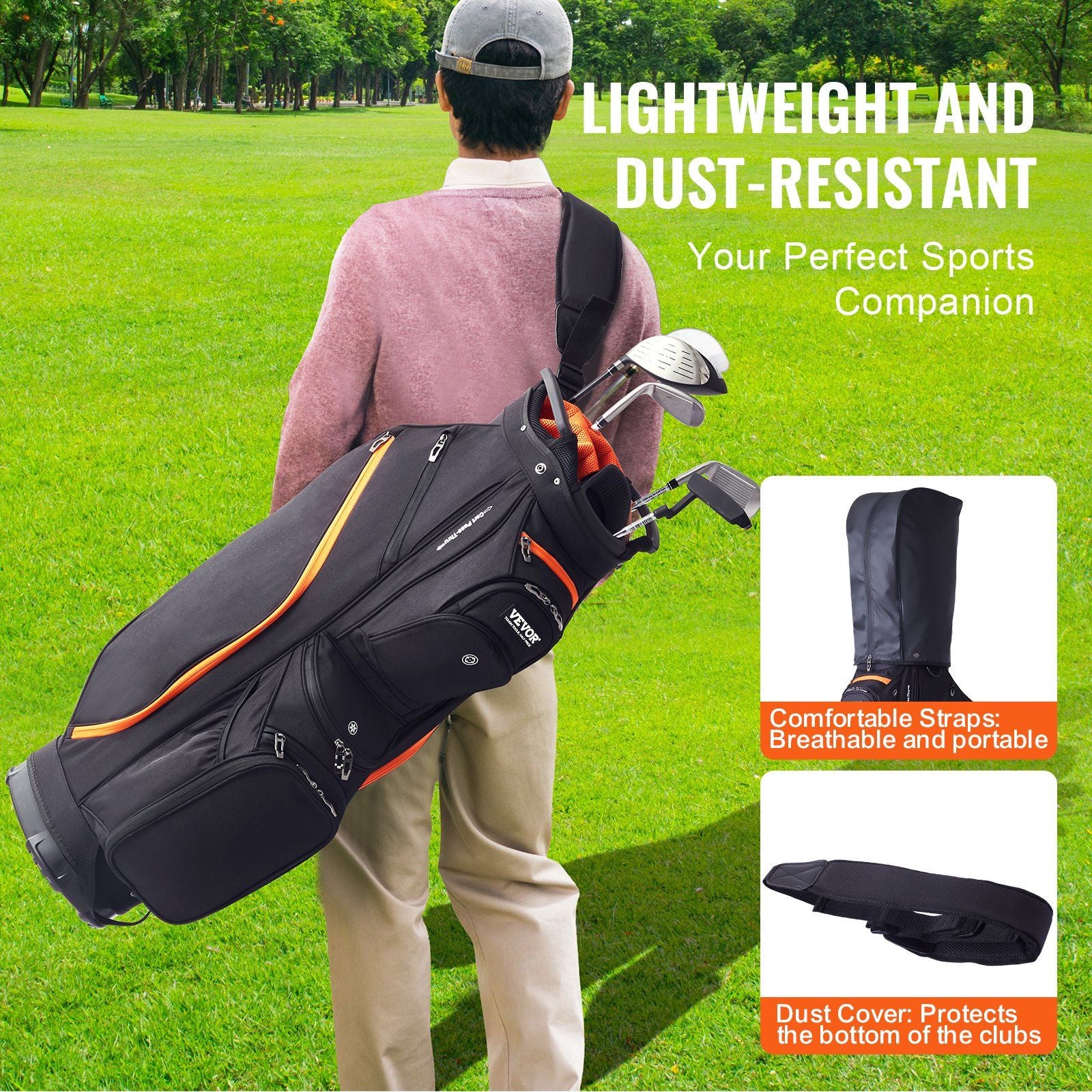 Golf Cart Bag - Black & Orange