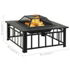 Outdoor Steel Fire Pit with Safety Mesh Cover and Poker