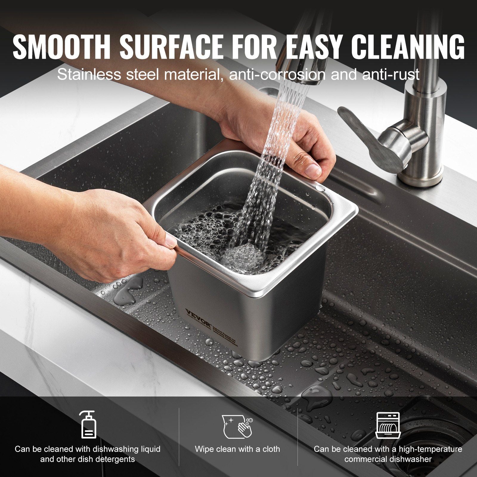 Stainless Steel 1/6 Steam Pan Set