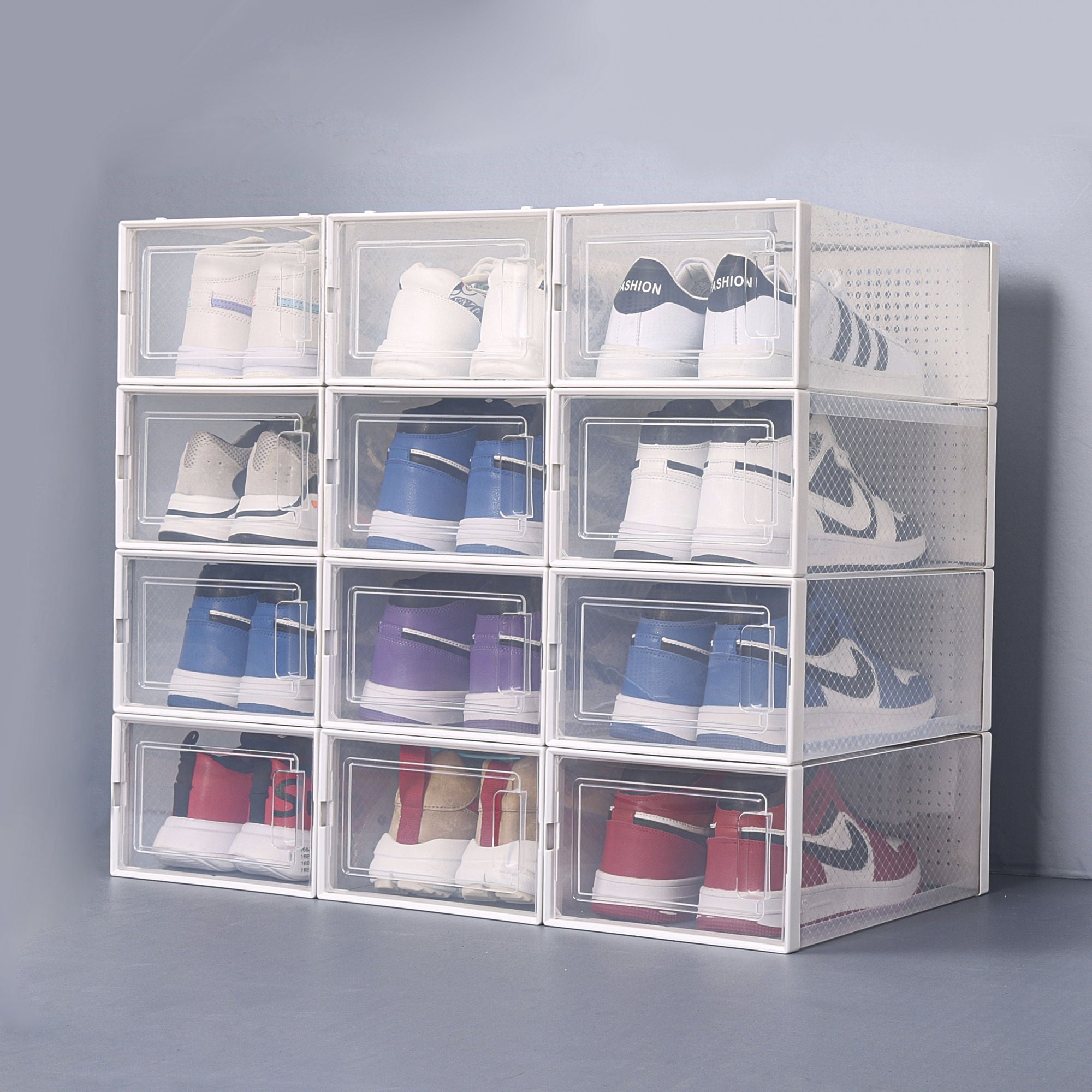 Sleek Stackable Transparent Shoe Organizer Boxes