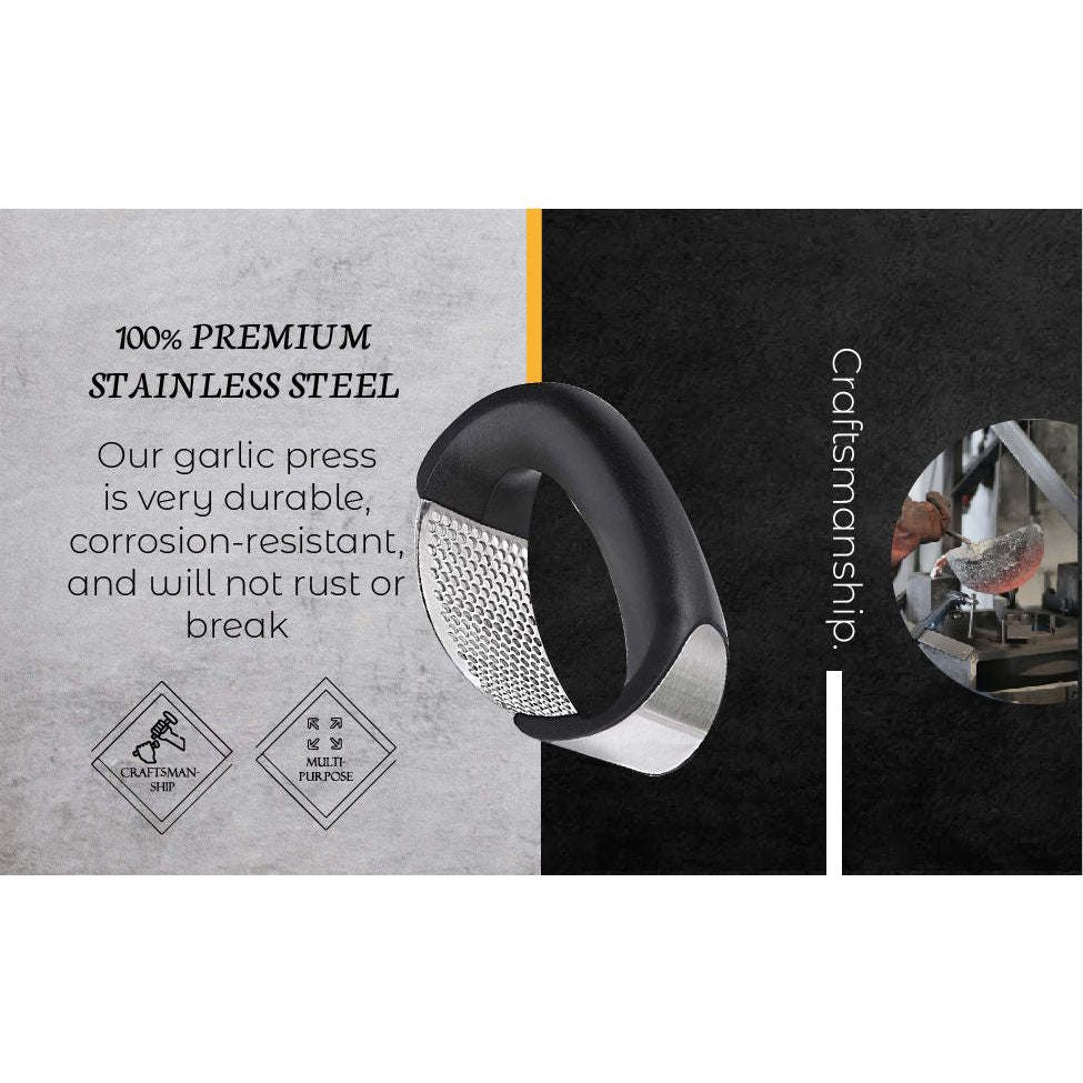 Ergonomic Stainless Steel Garlic Crusher