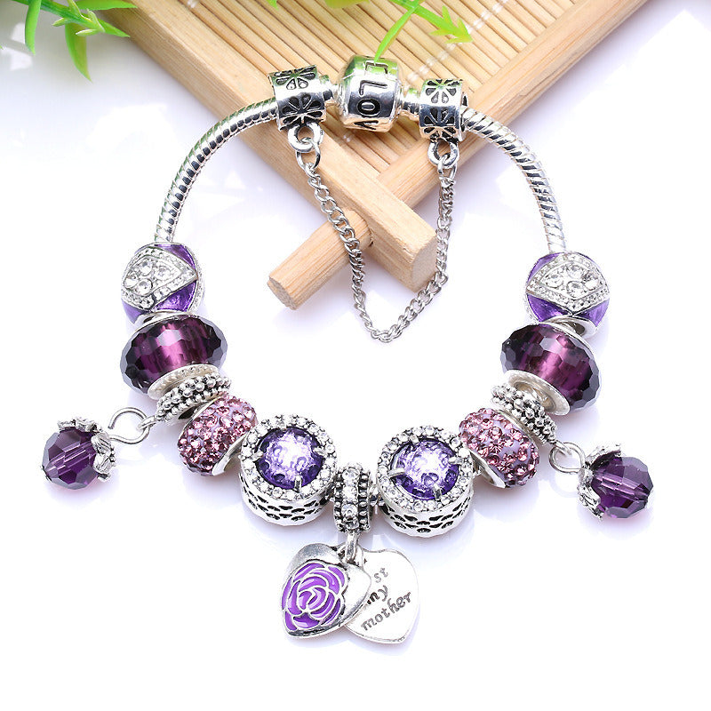 Silver Rhinestone Charm Bracelet