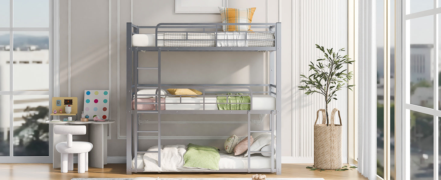 Space-Saving Metal Triple Twin Bunk Bed