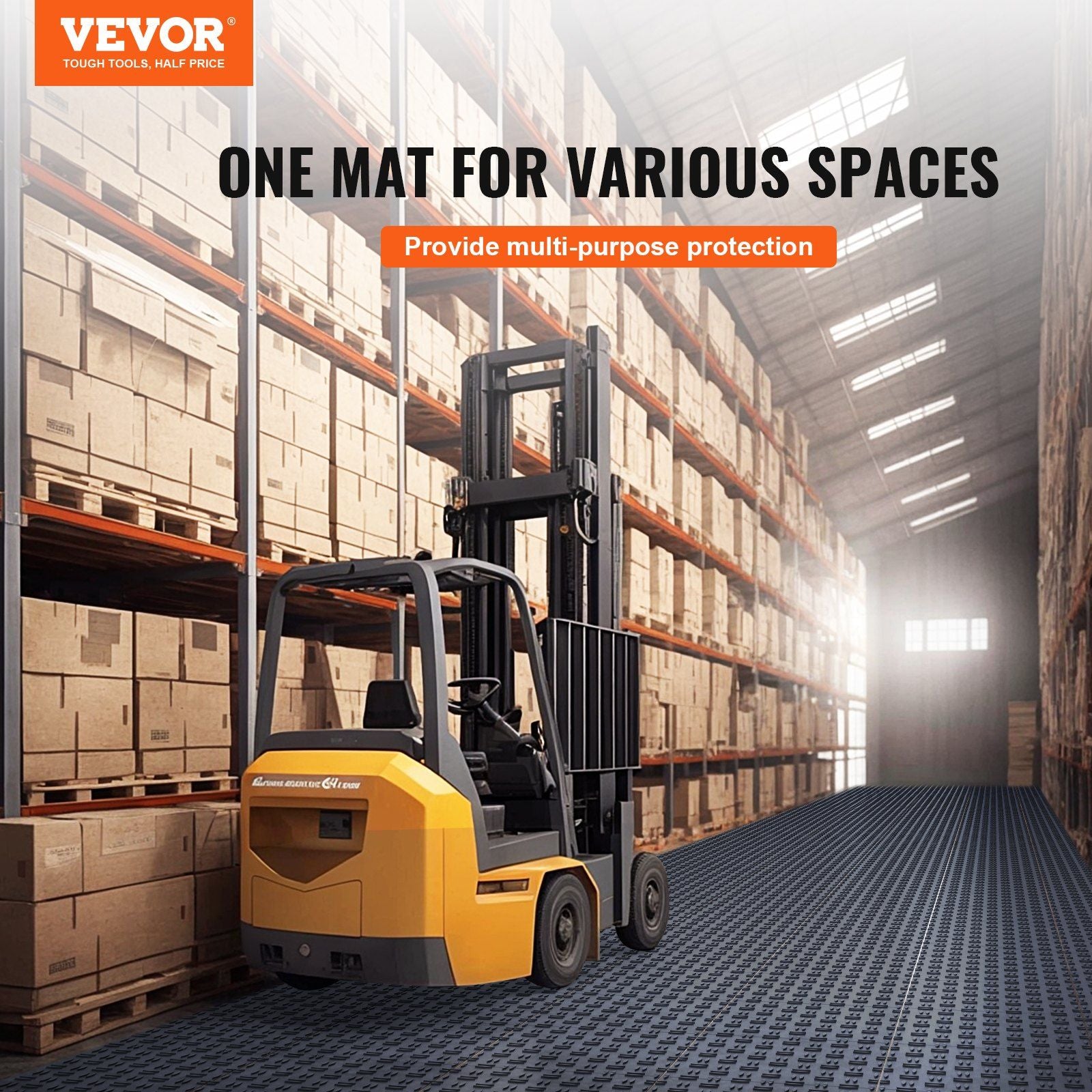 VEVOR Interlocking Garage Floor Tiles, 12 x 12 x 0.53 Inch, 25-Pack Heavy-Duty Flooring Solution