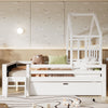 Whimsical Loft Bed with Chalkboard Ends and Storage for Kids - Sturdy Wooden Design