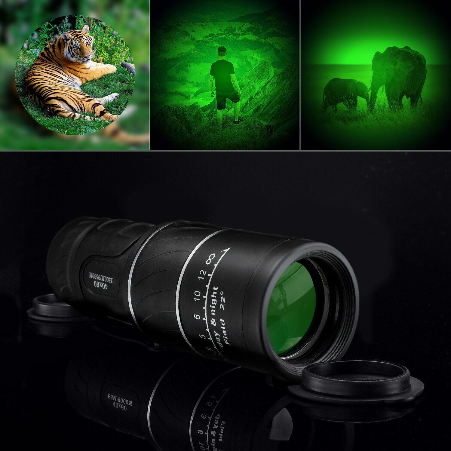 High-Power 40x60 Waterproof Monocular Telescope for Day and Night Observation - Ideal for Hunting and Camping, Compact and Anti-Fog Design