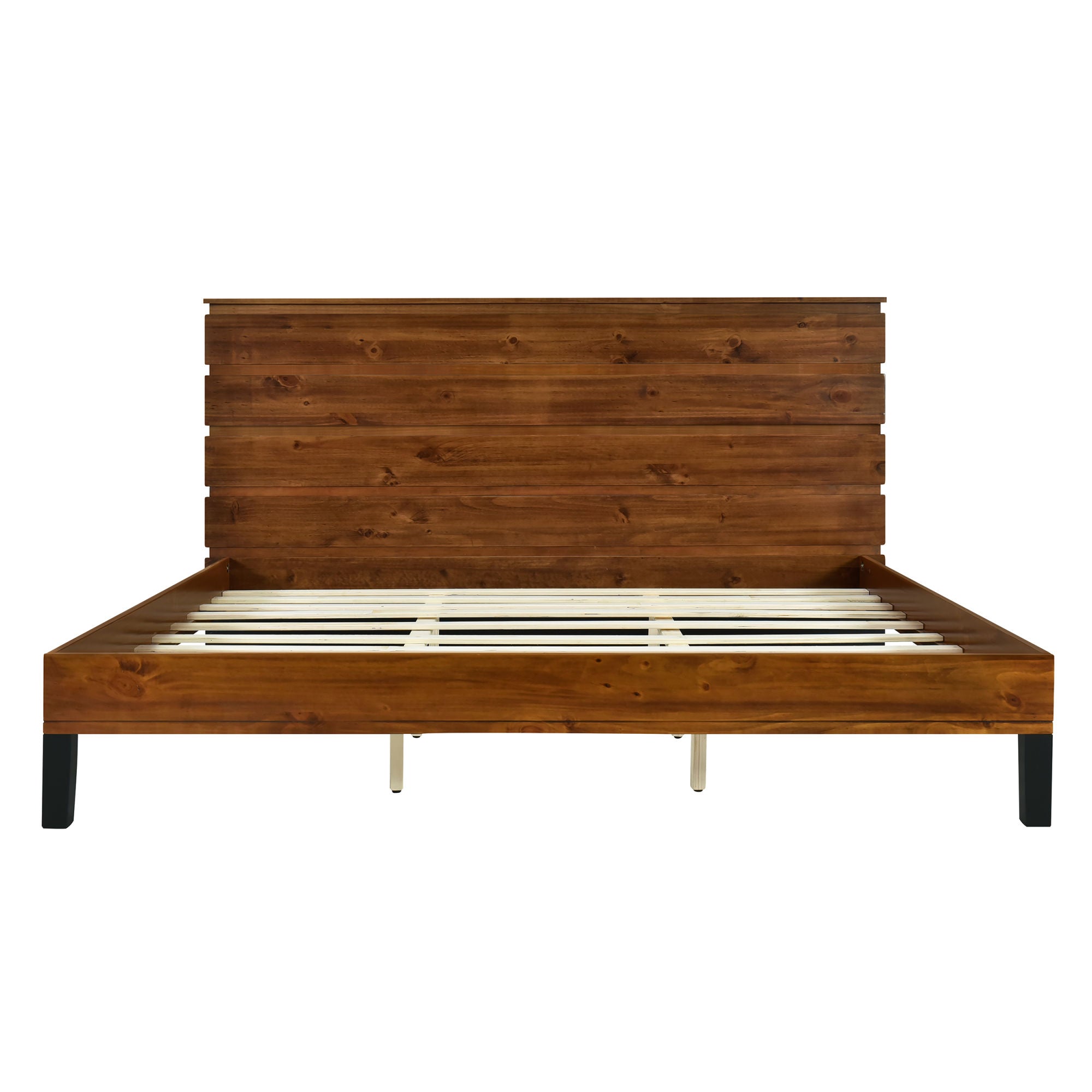 Elegant Mid-Century Pinewood King Bed