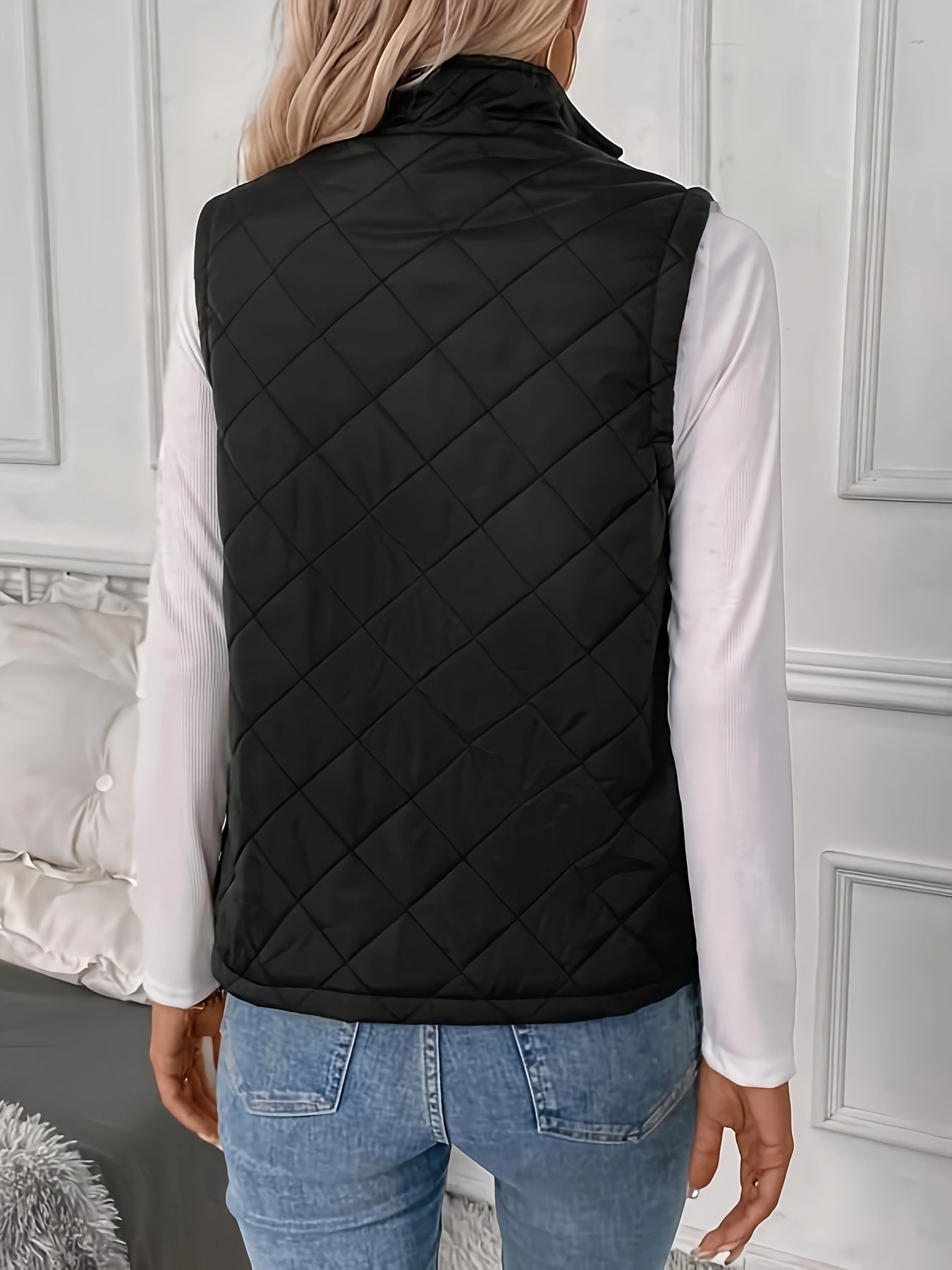 Argyle Patterned Zip Vest