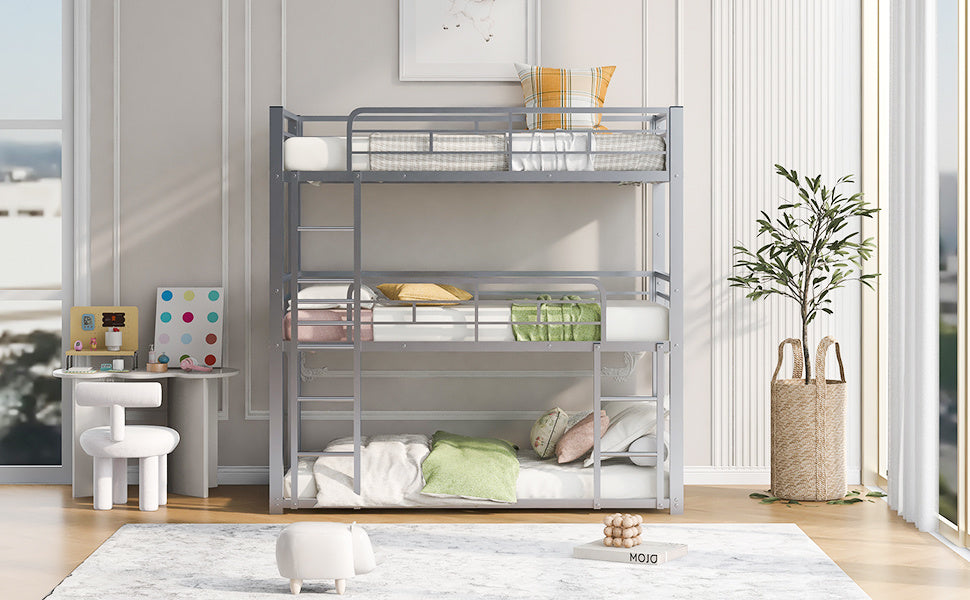 Space-Saving Metal Triple Twin Bunk Bed