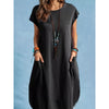 Elegant Short Sleeve Round Neck Maxi Dress