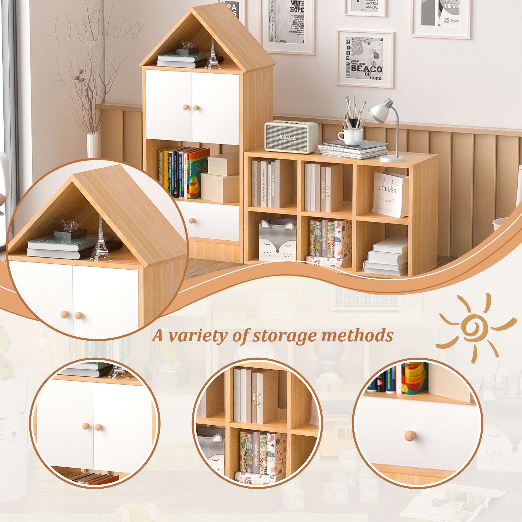 Playful House-Shaped Bookshelf for Kids