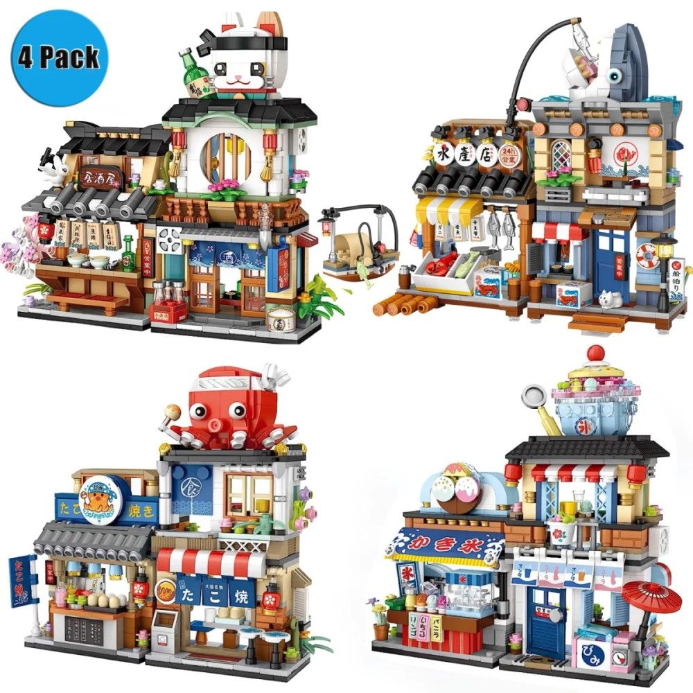 Japanese Street View Mini Building Blocks Set - 2969 PCS 4-in-1 Construction Kit for Kids and Adults