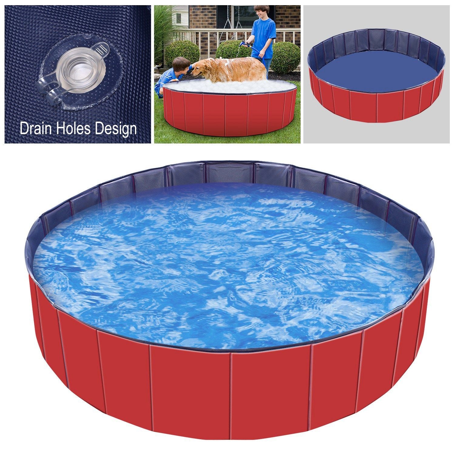 Portable Foldable PVC Pet Pool - Summer Fun Bathing Tub for Dogs and Kids