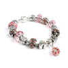 Snake Chain Bracelet Silver-Toned Glass Crystal Beads Crown Beads Heart Charm Bracelet Fashion Jewelry