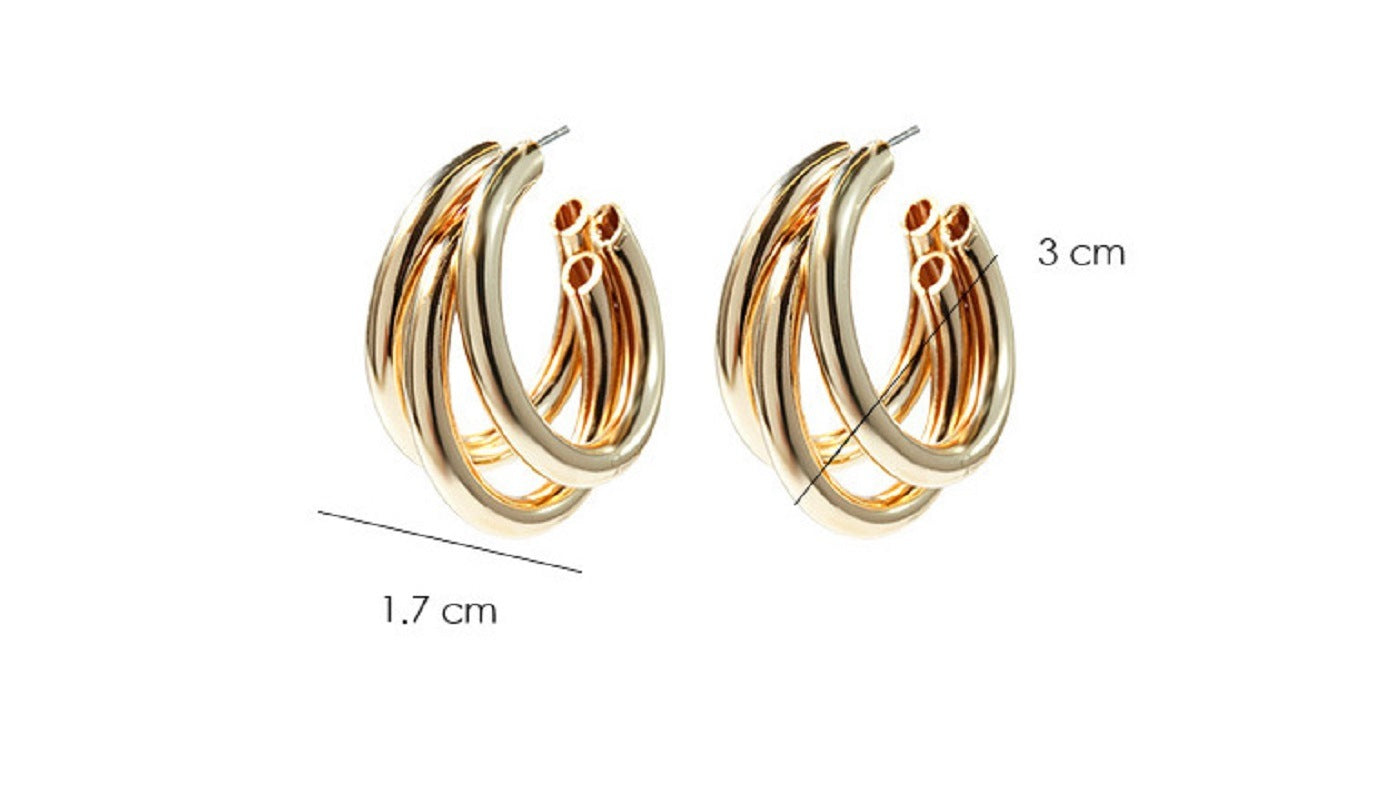 C Shaped Multi-Layer Hoop Earrings