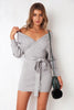 V Neck Long Sleeve Dress