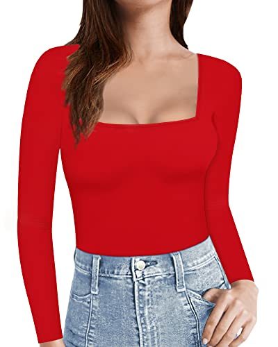 Chic Long Sleeve Square Neck Tee