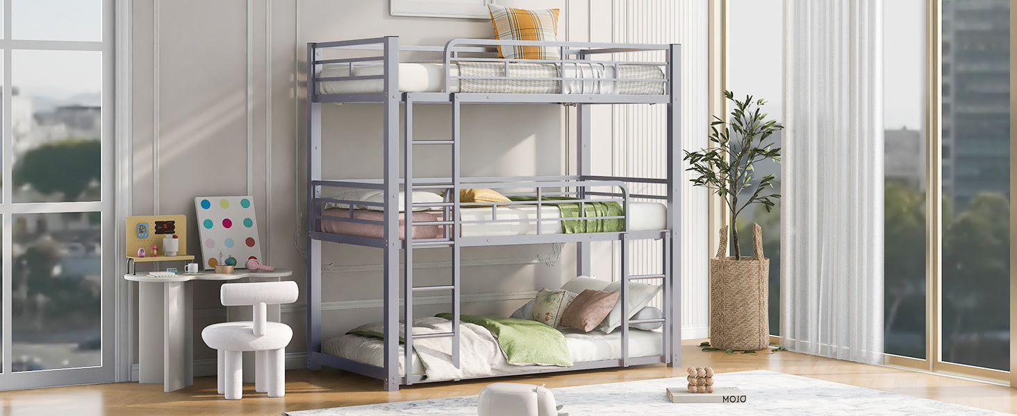 Space-Saving Metal Triple Twin Bunk Bed