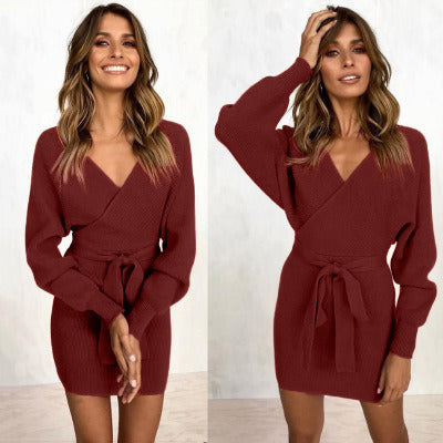 V Neck Long Sleeve Dress