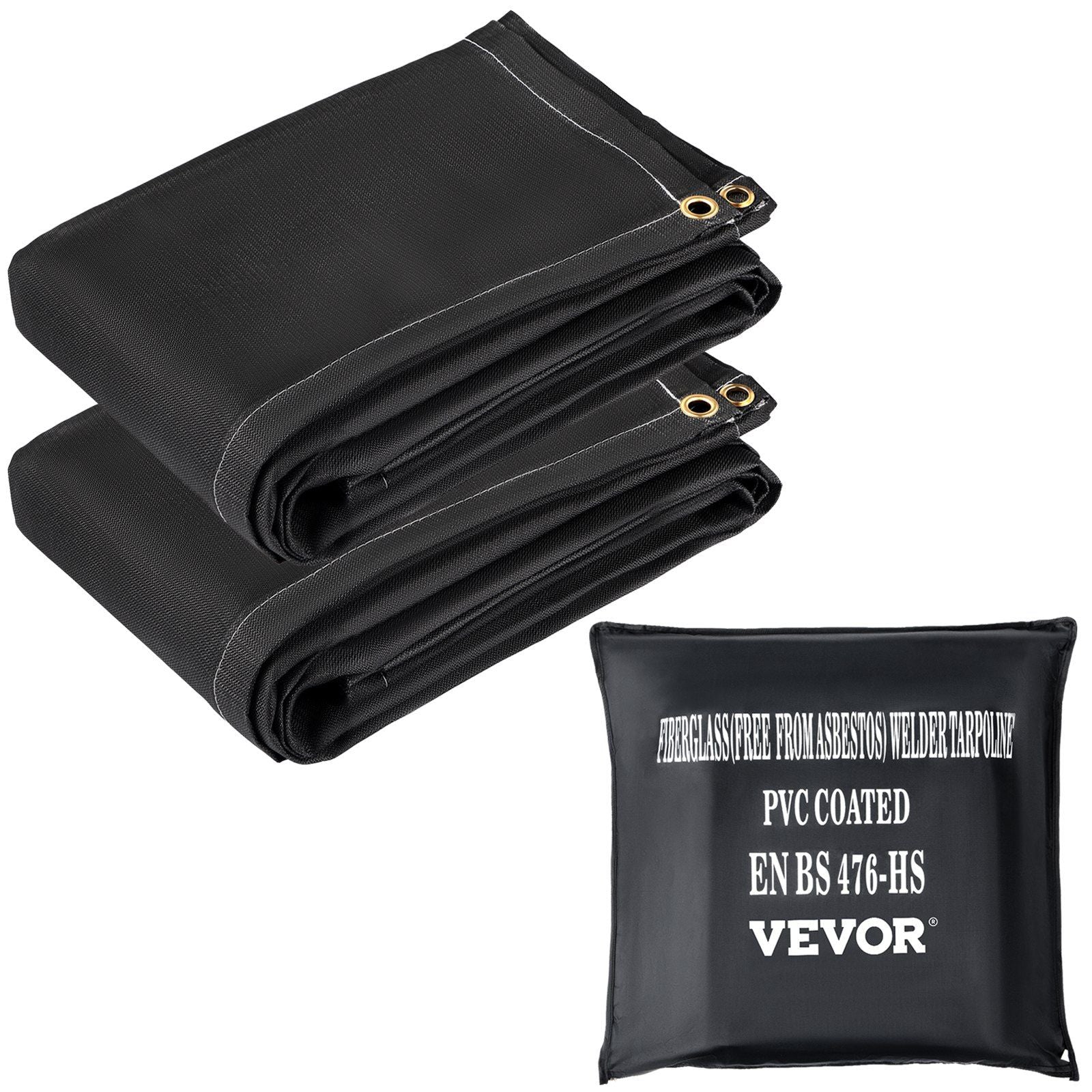 VEVOR 2-Pack High-Temperature Welding Fire Blankets, 8' x 10' Flame Retardant Fiberglass Covers, 1022°F Heat-Resistant Safety Gear