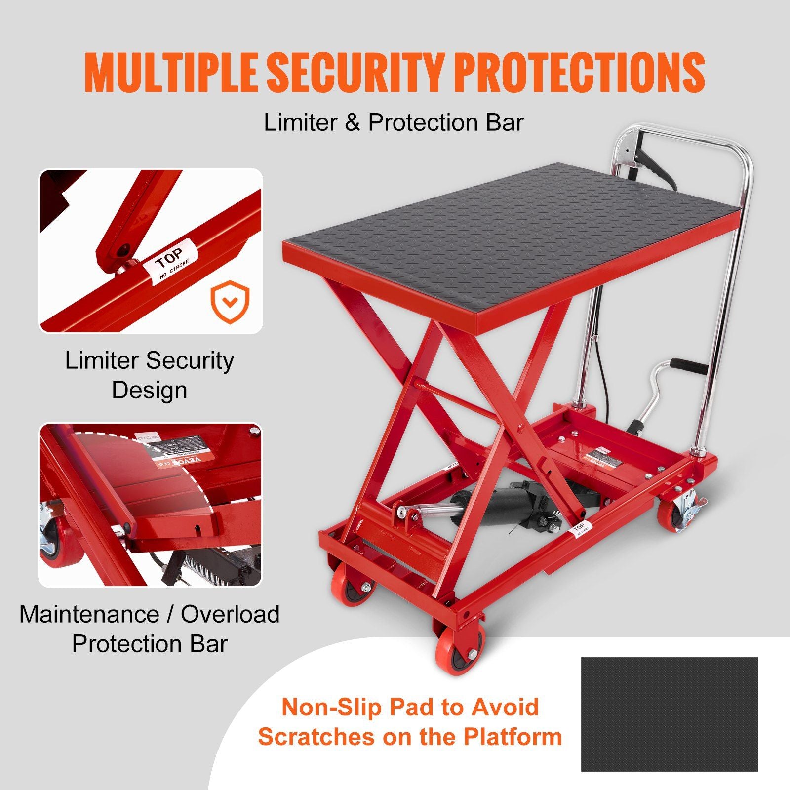 Hydraulic Lift Table Cart, 500lbs Capacity