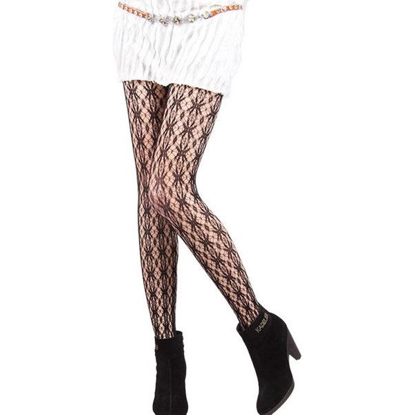 Floral Lace Sheer Black Stockings