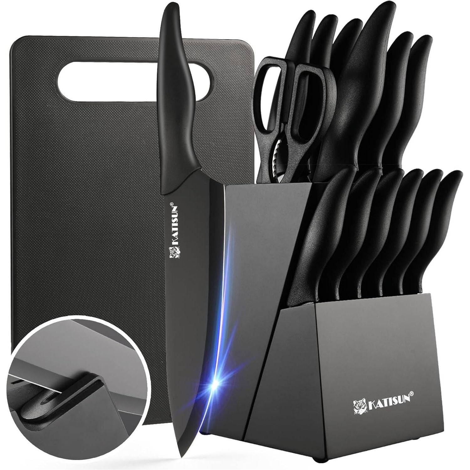 Ultimate 15-Piece Chef's Knife Collection with Elegant Wooden Block and Cutting Board – Superior German Steel