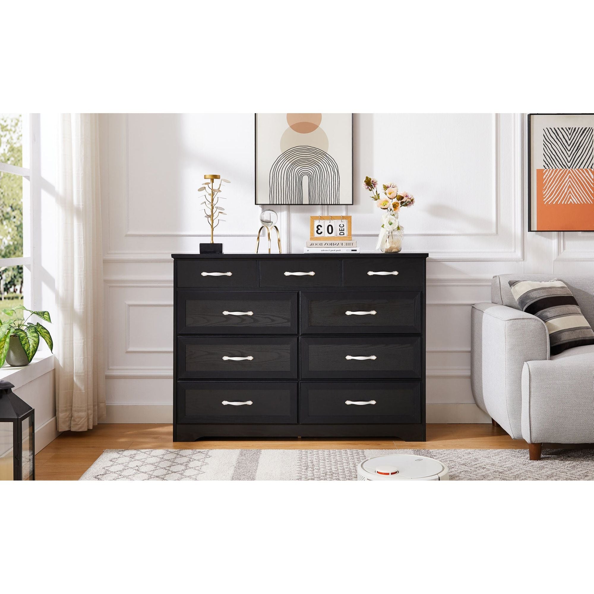 Rustic Elegance 9-Drawer Dresser for Bedroom Storage