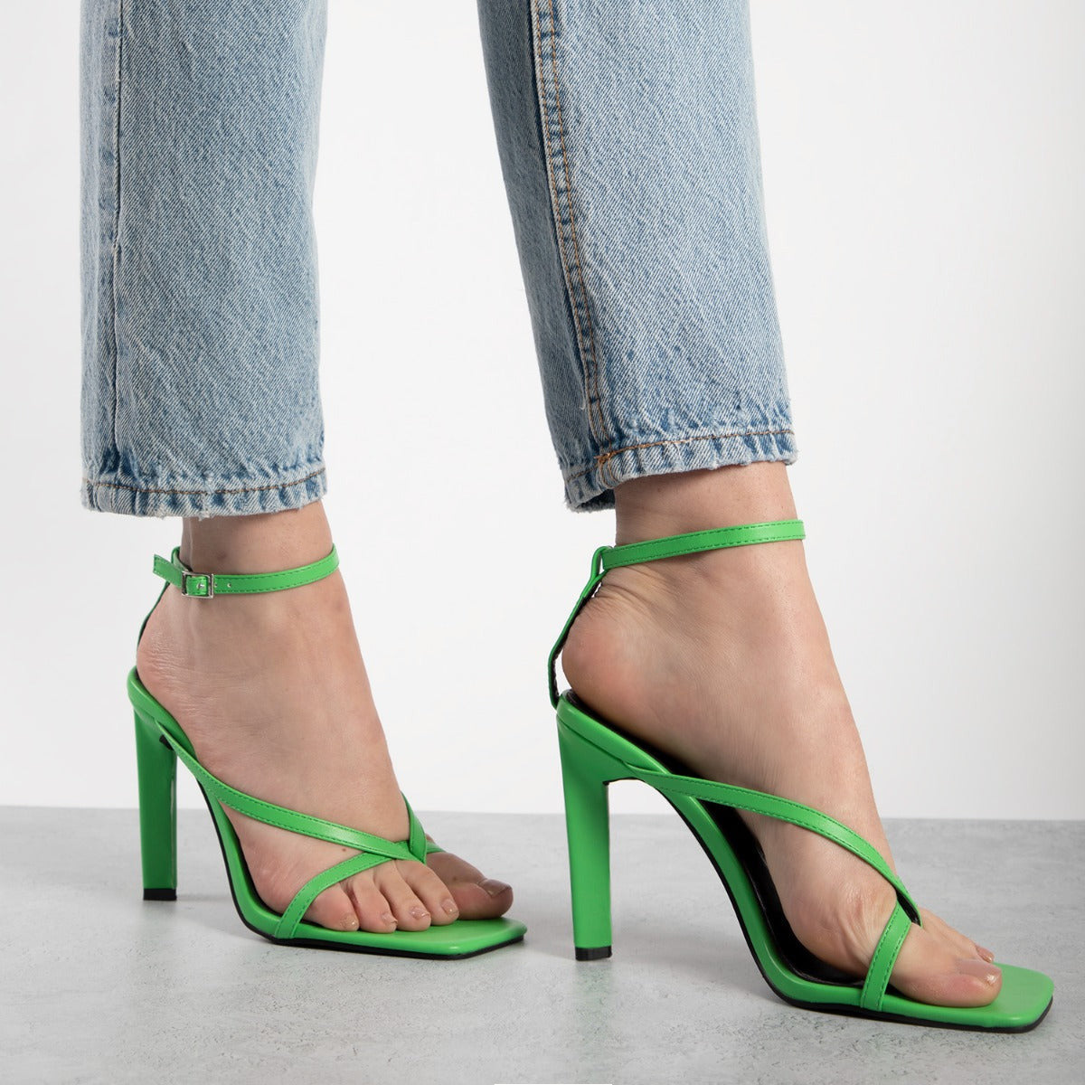 Elegant Black Green Apricot Stiletto Heels