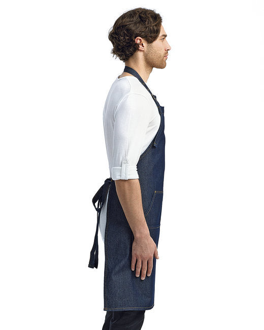 Unisex Jeans Stitch Denim Bib Apron - BLACK DENIM - OS