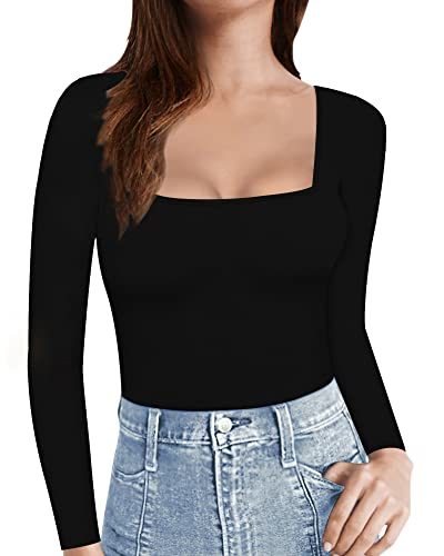 Chic Long Sleeve Square Neck Tee