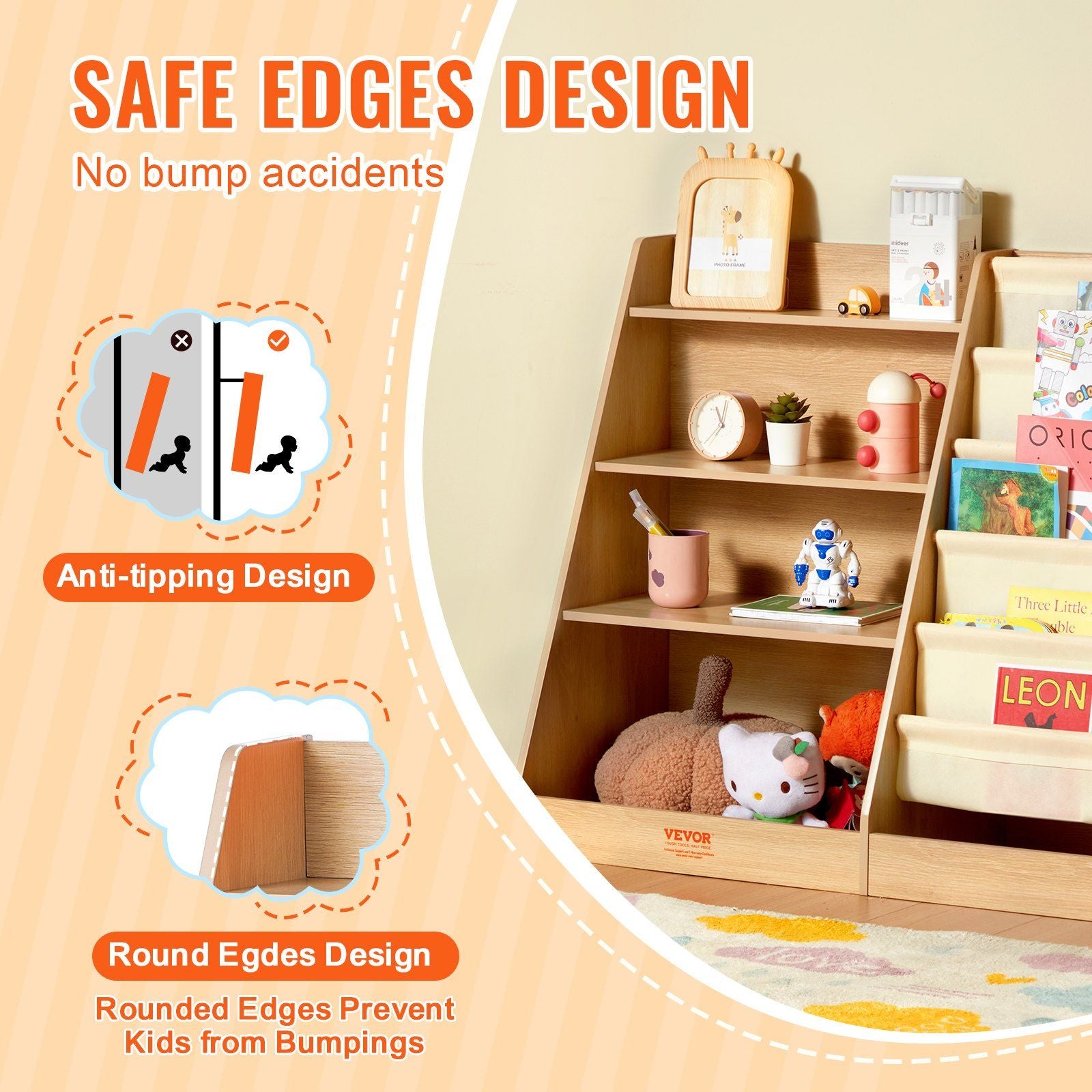 Kid-Friendly 4-Tier Wooden Organizer