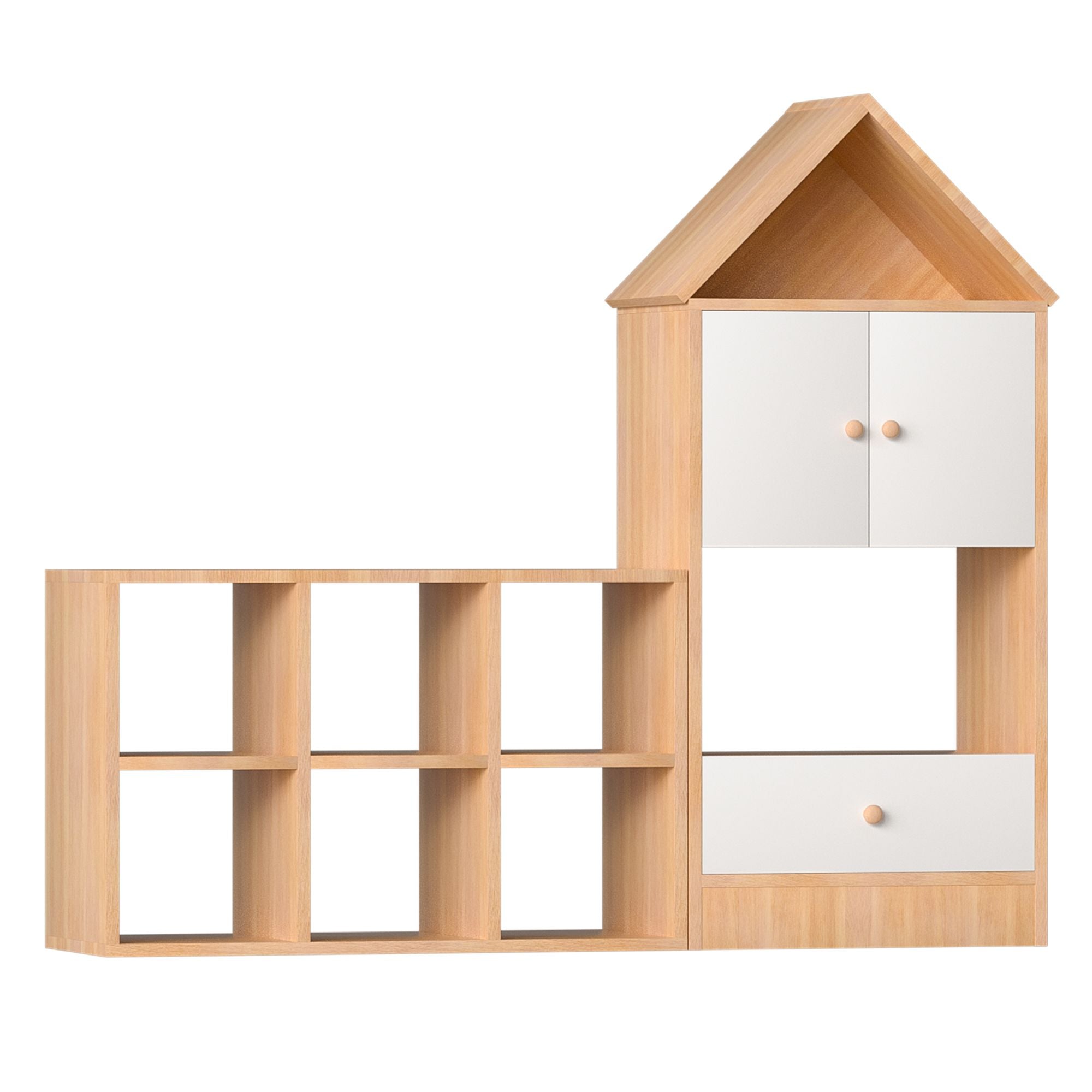 Playful House-Shaped Bookshelf for Kids - Multi-Functional Storage Solution for Books and Toys