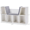 Kids' 6-Cubby Bookcase with Cozy Reading Nook and Cushion for Multi-Use Storage