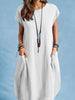 Elegant Short Sleeve Round Neck Maxi Dress