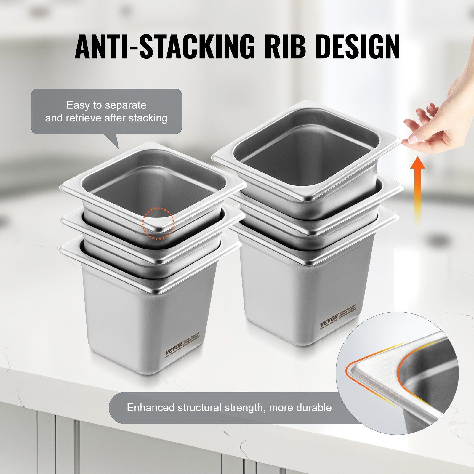 Stainless Steel 1/6 Steam Pan Set